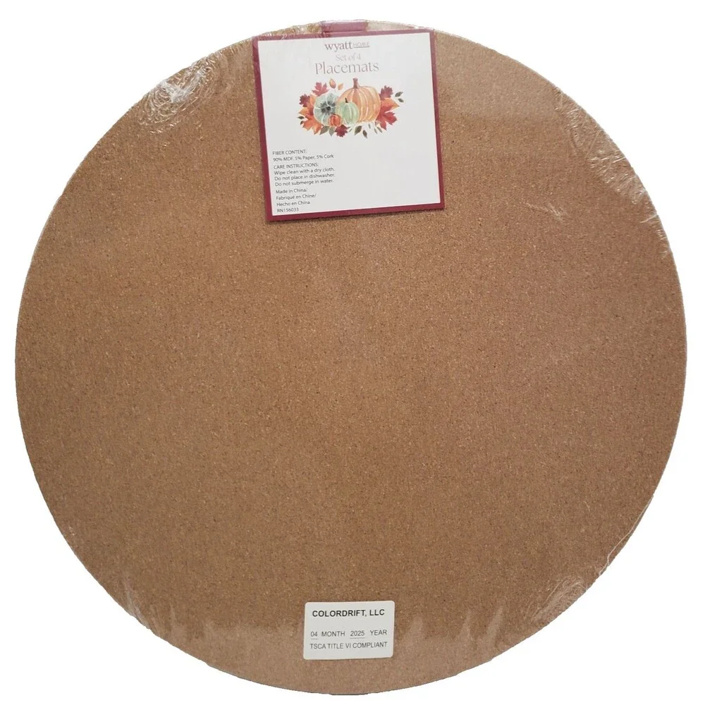 Set of 4 Round Hard Placemats With Cork Back (15